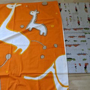 VINTAGE Orange MARIMEKKO Animal Print "YUME" 1969  Fabric 48"x58" Mid-Century